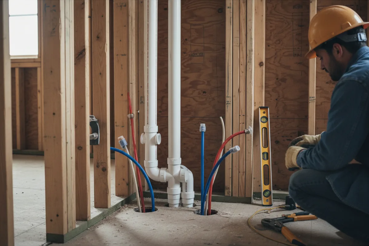 Drain and supply rough-in during Leak Detection in Maytown