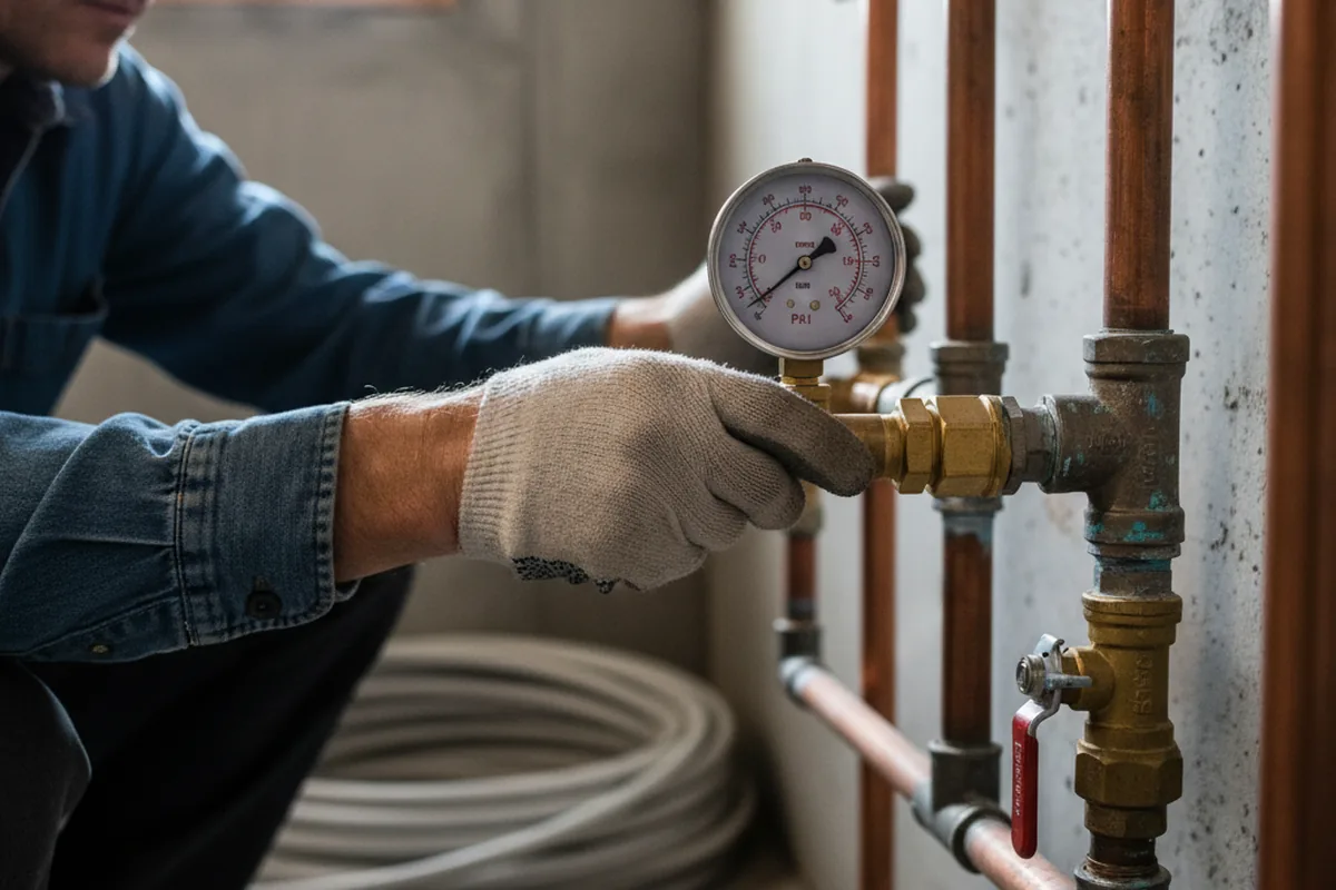 Pressure testing a repaired line during Water Line Repair in Maytown